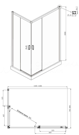 Душевое ограждение Ambassador  Queen 11011106R 120x80 