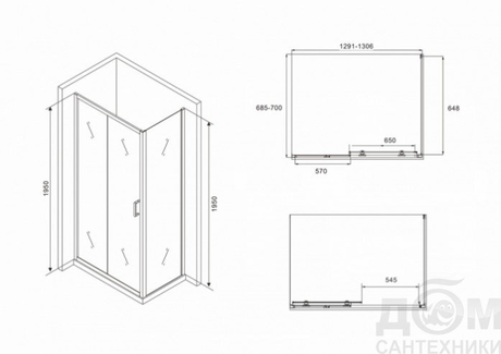 Душевое ограждение Abber    Schwarzer Diamant AG30130B-S70B