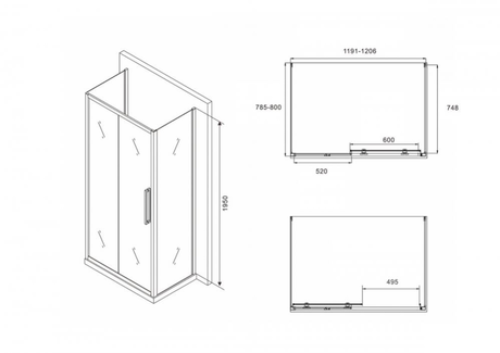 Душевое ограждение Abber Schwarzer Diamant AG30120B-S80B-S80B