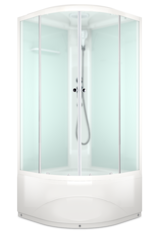 Душевая кабина Domani-Spa   Delight Slim 88 high,выс.под.сатин матир.стекло,задн.белая стекл.панель,Б/Э,800*800*2180