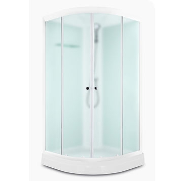 Душевая кабина Domani-Spa   Delight Slim 99 низкий поддон,сатин матир.стекло,задн.белая стекл.панель,Б/Э,900*900*2180