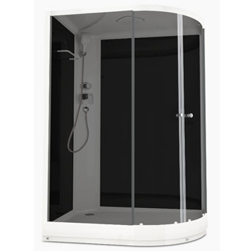 Душевая кабина Domani-Spa   Delight128 Slim L низкий под.,тонир.стекло,задн.черная стекл.панель,Б/Э,1200*800*2180
