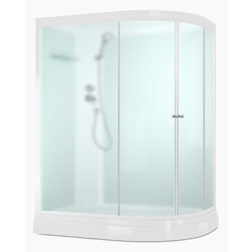 Душевая кабина Domani-Spa   Delight128 Slim L низкий под.сатин матир.стекло,задн.бел.стекл.панель,Б/Э,1200*800*2180