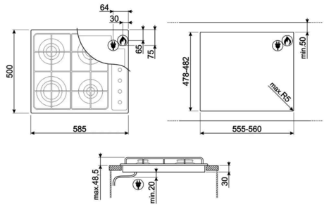 Варочная панель Smeg S64SB