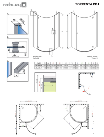 Душевое ограждение Radaway    PDJ 80/L 800*800*1850 31710-01-01N