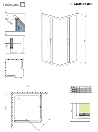 Душевое ограждение Radaway   Premium Plus C 900*900*1700 30451-01-01N 