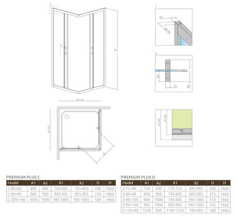 Душевое ограждение Radaway   Premium Plus C 900*900*1900 30453-01-08N  