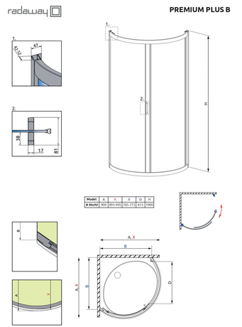 Душевое ограждение Radaway  Premium Plus B 900*900*1900 30473-01-05N  
