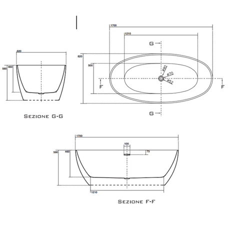 Ванна  KERASAN    Flo 170х82х58см 742901