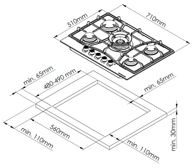 Варочная панель Kuppersberg  FS 73 X 6202