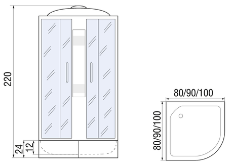 Душевая кабина River  NARA LIGHT XL  80/24 MT  
