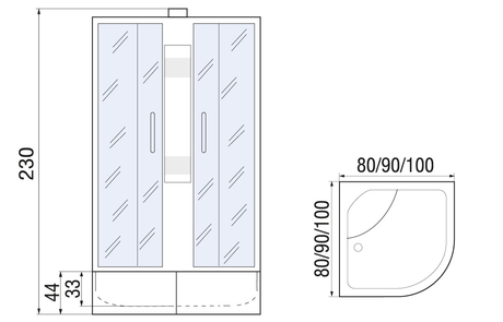Душевая кабина River  NARA XL 100/44 MT  