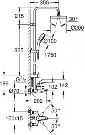 Душевая система Grohe  Tempesta Cosmopolitan 26305001