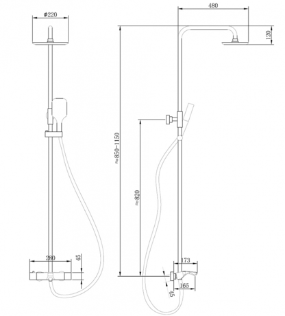 Душевая система Abber    Thermostat AF8516B 