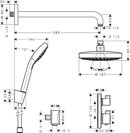Душевая система Hansgrohe   Croma Select S 27295000