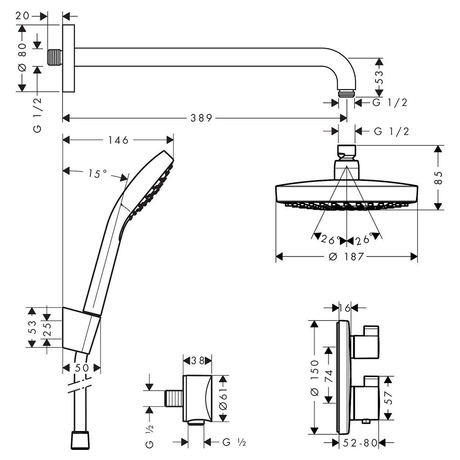 Душевая система Hansgrohe   Croma Select E 27294000