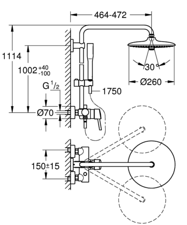 Душевая система Grohe  Euphoria System 260 Concetto 23061003