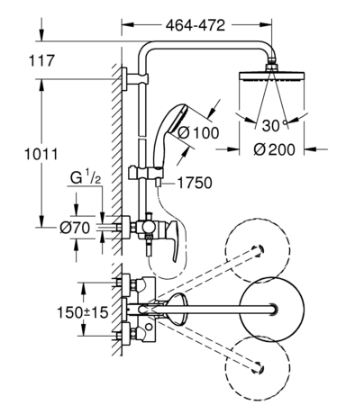 Душевая система Grohe  New Tempesta 26244001 хром