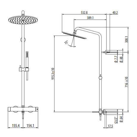 Душевая система Gattoni    CIRCLE TWO 9195/PDBO	