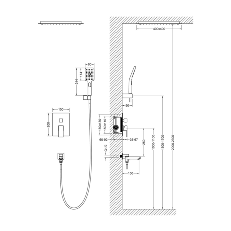 Душевая система Timo  Selene SX-2039/03SM черный