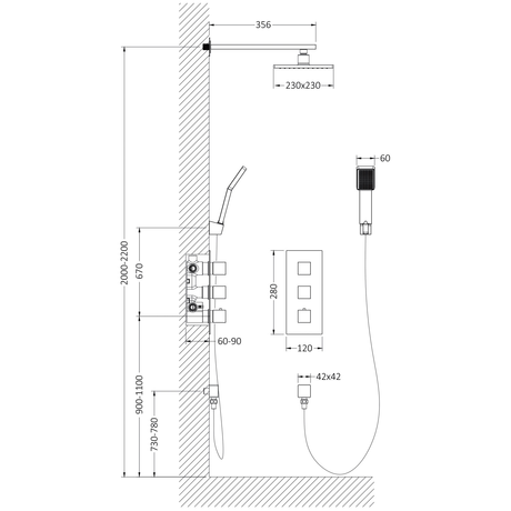 Душевая система Timo  Tetra-thermo SX-0179/17SM золото матовое