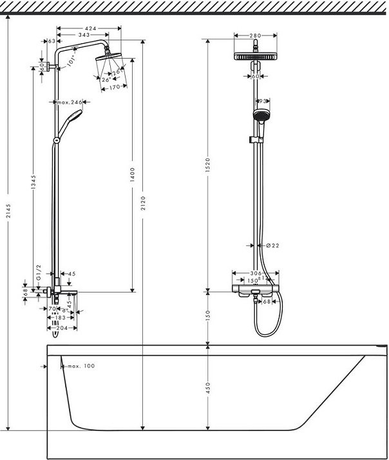 Душевая система Hansgrohe  Showerpipe 280 1jet 27687000