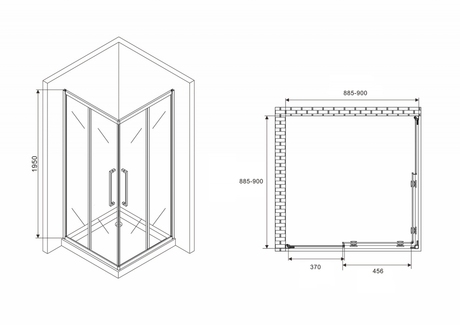 Душевое ограждение Abber    Schwarzer Diamant AG02090MH