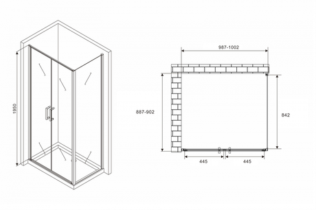 Душевое ограждение Abber    Sonnenstrand AG04100BC-S90B