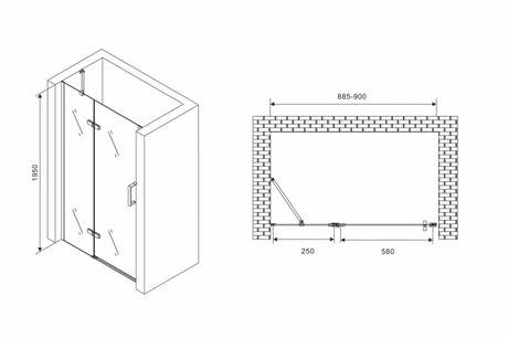 Душевое ограждение Abber    Zart AG08090B