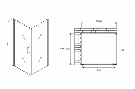 Душевое ограждение Abber    Sonnenstrand AG04090B-S100B