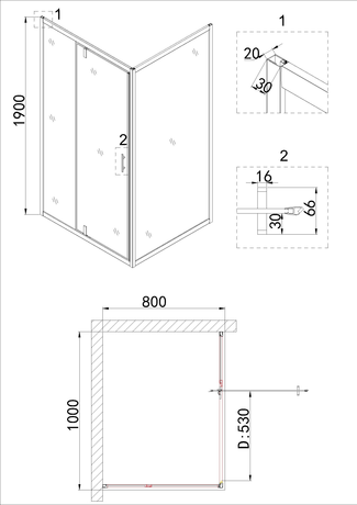 Душевое ограждение Niagara   NG-43-10AG-A80G 