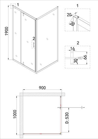 Душевое ограждение Niagara   NG-43-10AG-A90G 