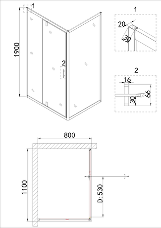 Душевое ограждение Niagara   NG-43-11AG-A80G 