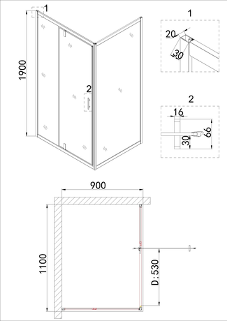Душевое ограждение Niagara   NG-43-11AG-A90G 