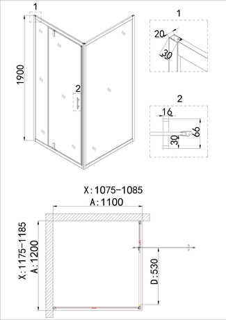 Душевое ограждение Niagara   NG-43-12AG-A110G 