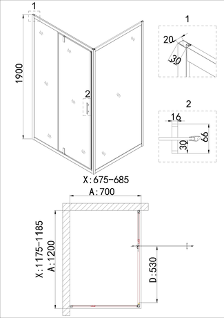 Душевое ограждение Niagara   NG-43-12AG-A70G 