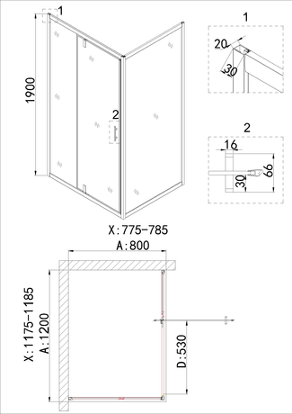 Душевое ограждение Niagara   NG-43-12AG-A80G 