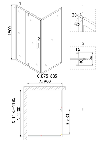 Душевое ограждение Niagara   NG-43-12AG-A90G 
