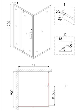 Душевое ограждение Niagara   NG-43-9AG-A70G 