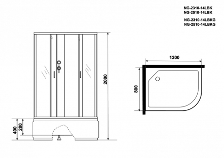Душевая кабина Niagara   NG-2310-14LBKG 
