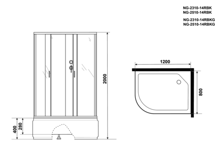 Душевая кабина Niagara   NG-2510-14RBK 
