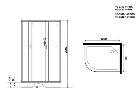 Душевая кабина Niagara   NG-3512-14RBK  