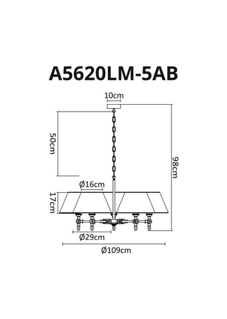 Люстра Arte Lamp  ORLANDO A5620LM-5AB