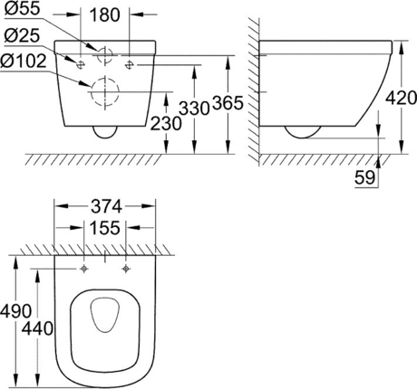 Унитаз Grohe  Euro Ceramic 39206000 альпин-белый без сиденья