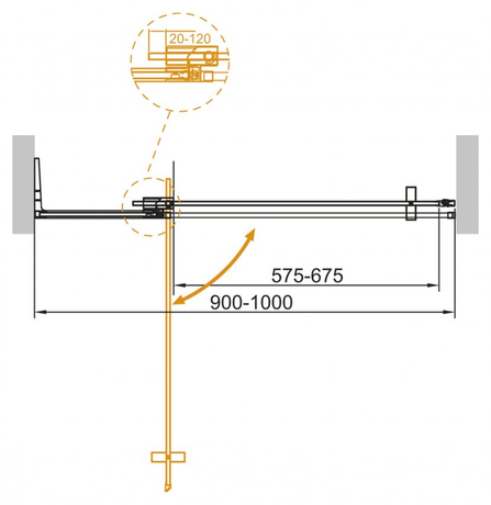 Душевое ограждение CEZARES SLIDER-90/100-GL-FIX/DOR-BR