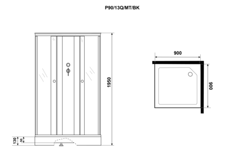 Душевая кабина Niagara   Promo P90/13Q/MT/BK  