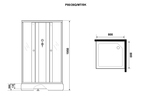 Душевая кабина Niagara   Promo P80/26Q/MT/BK 