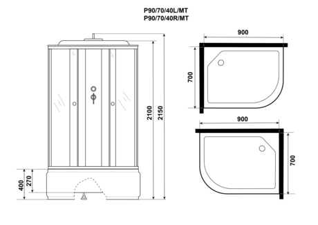 Душевая кабина Niagara   Promo P90/70/40L/MT 