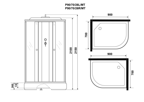 Душевая кабина Niagara   Promo P90/70/26L/MT  