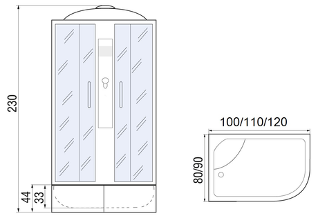 Душевая кабина Мономах  XL 100/80/44 МЗ L 
